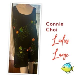 Connie Black Maxi Dress with Colorful Fish Print